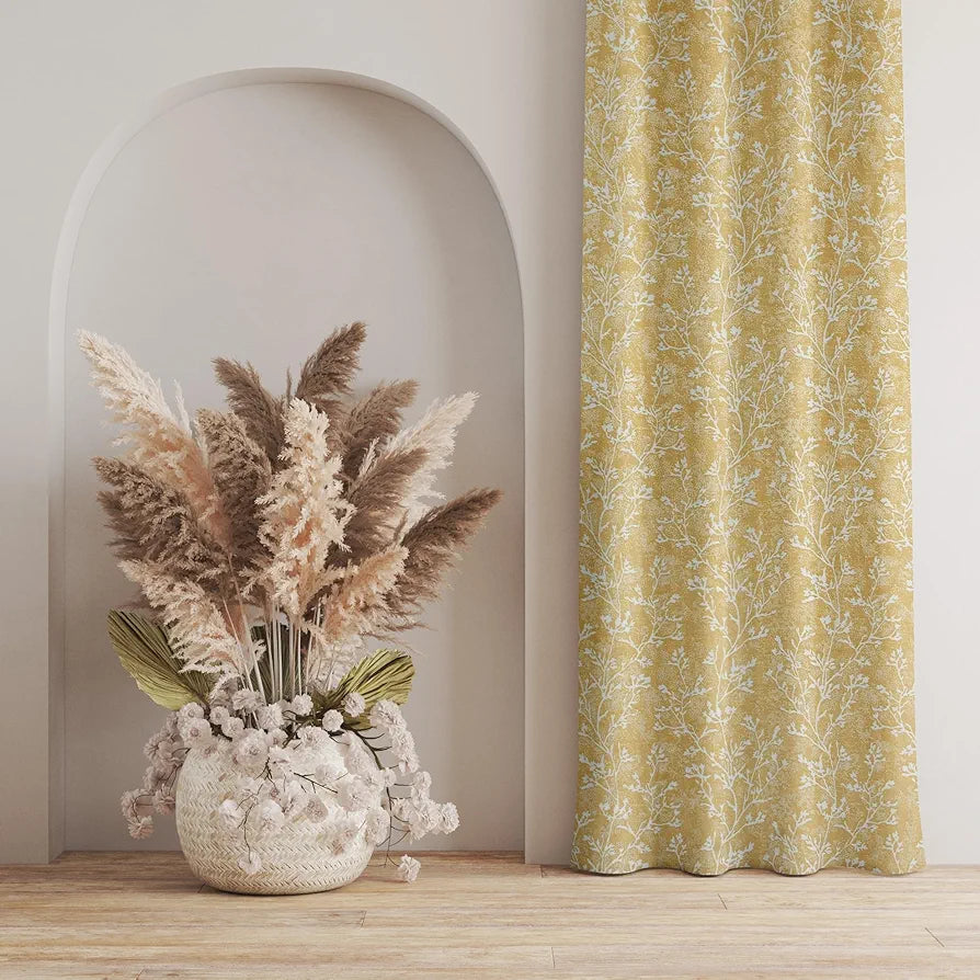 Homefab India 1 Piece Grommet Style Polyester Window Curtain - 5 feet, Floral Beige, Room Darkening Curtains